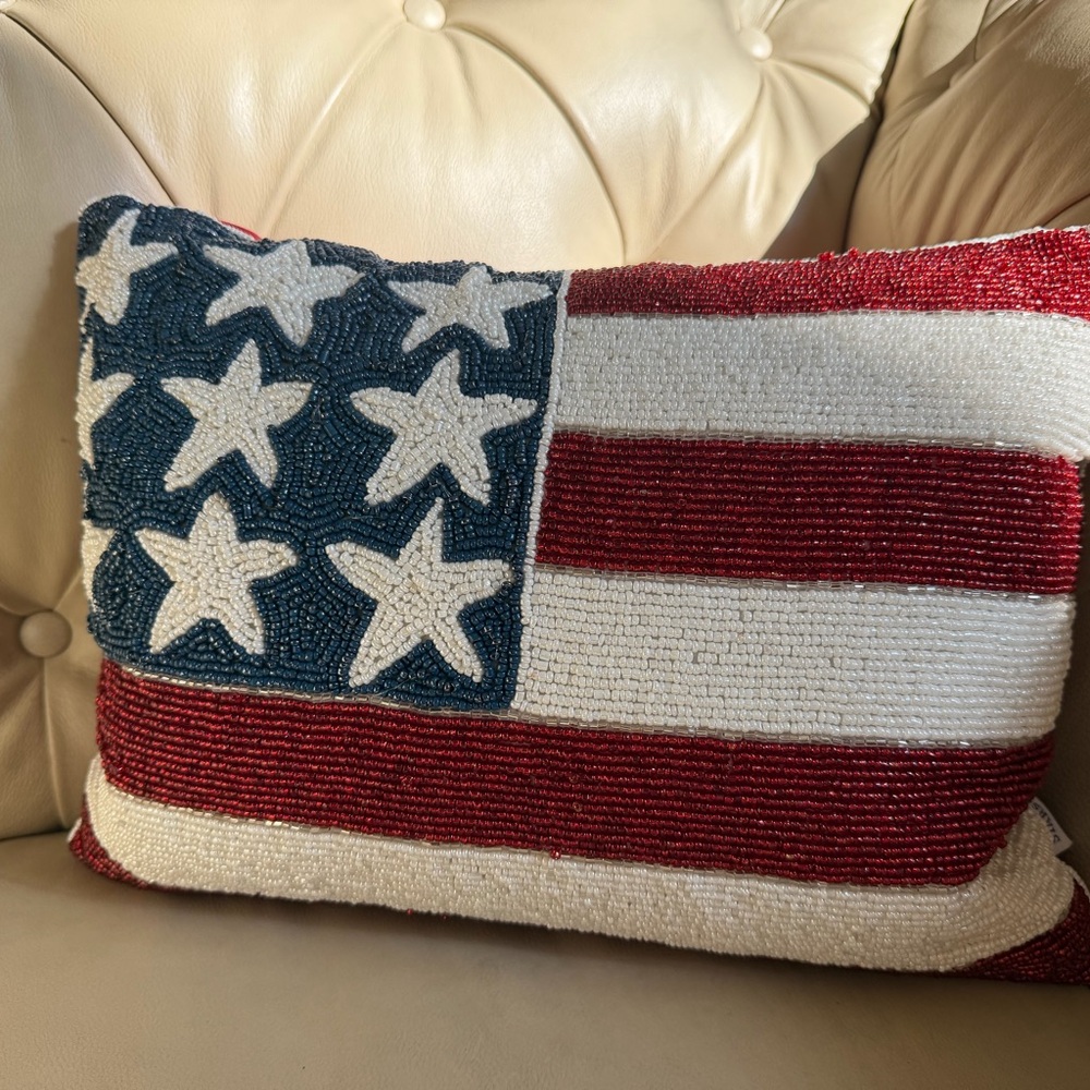 Patriotic Beaded Accent Pillow